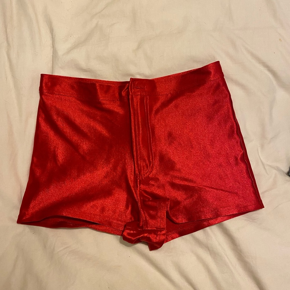 American Apparel Red Disco Shorts